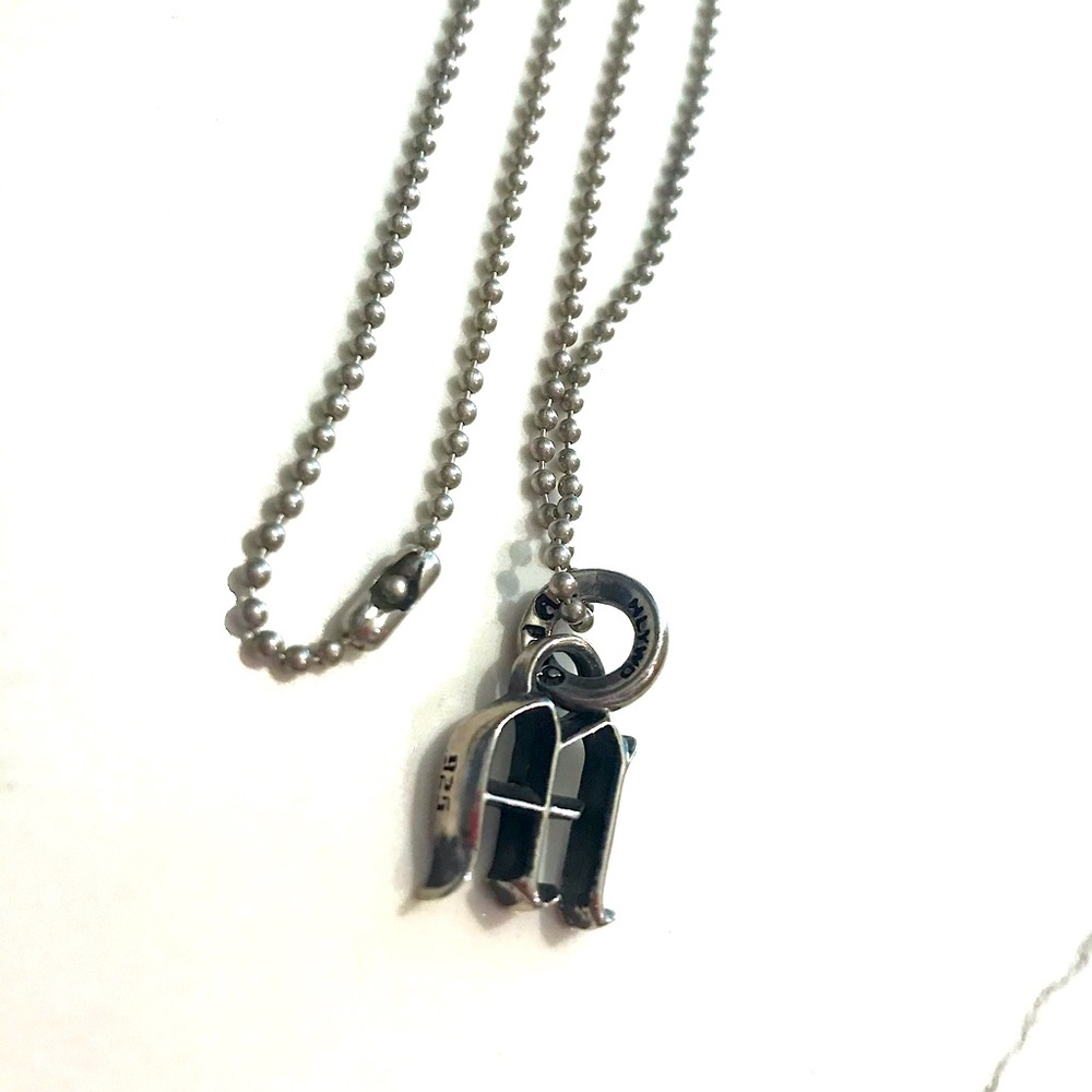Custom-made “M” pendant necklace sterling silver